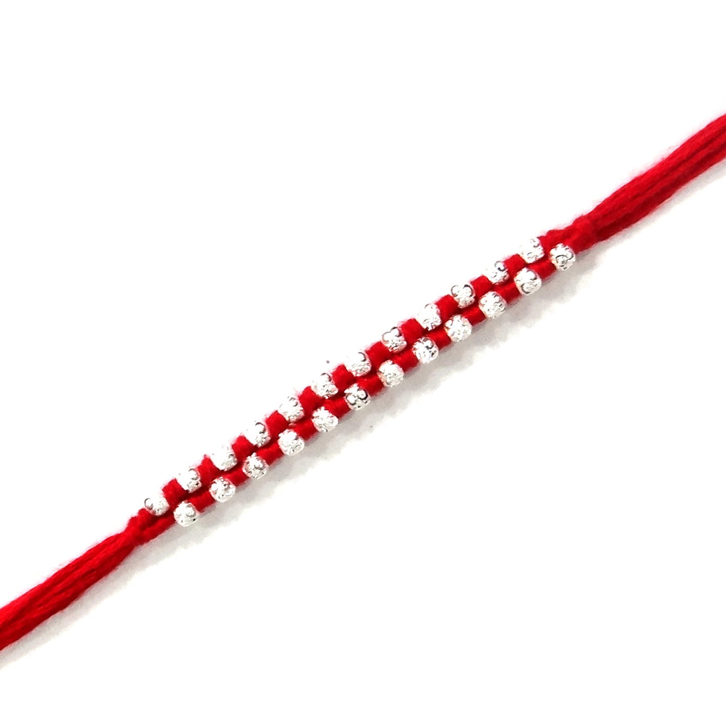 Elegant Minimalist Silver Beaded Rakhi for Brother – Handcrafted Thread