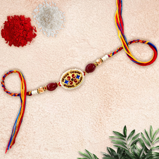 Exclusive Designer Fancy Rakhi with Multicolour Dora Thread – Handcrafted Raksha Bandhan Rakhi By Upharkaro