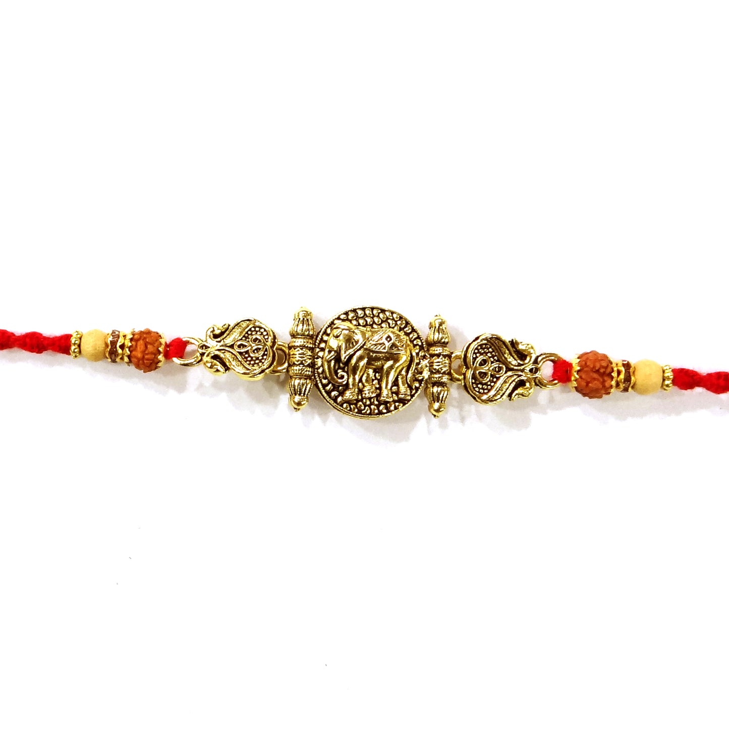 Premium Elephant Designer Rakhi with Rudraksha Beads for Brother | Spiritual Hathi Rakhi