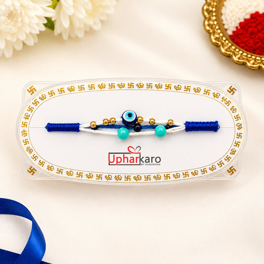 Premium Sky Blue Evil Eye Rakhi for Bhaiya with Protective Charm | Stylish Handmade Rakhi