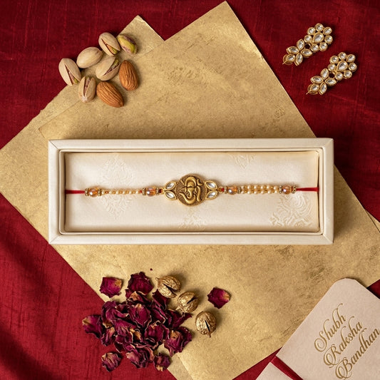 Premium Beautified Ganesha Rakhi | Divine Raksha Bandhan Special for Bhaiya