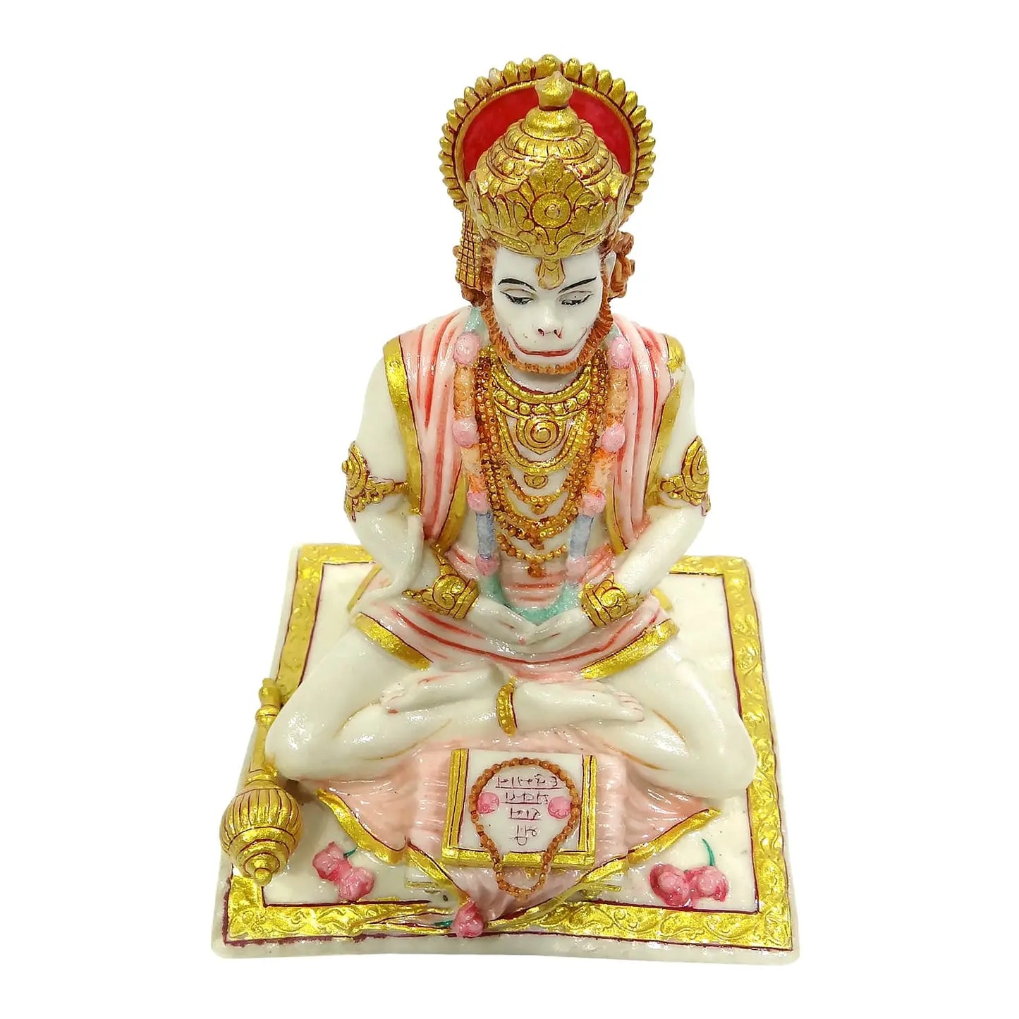 Ramayani Hanuman Ji Idol – 7.5 Inch | Sitting Bajrangbali Statue Reading Ramayana for Mandir, Home Décor & Gift Purpose Upharkaro