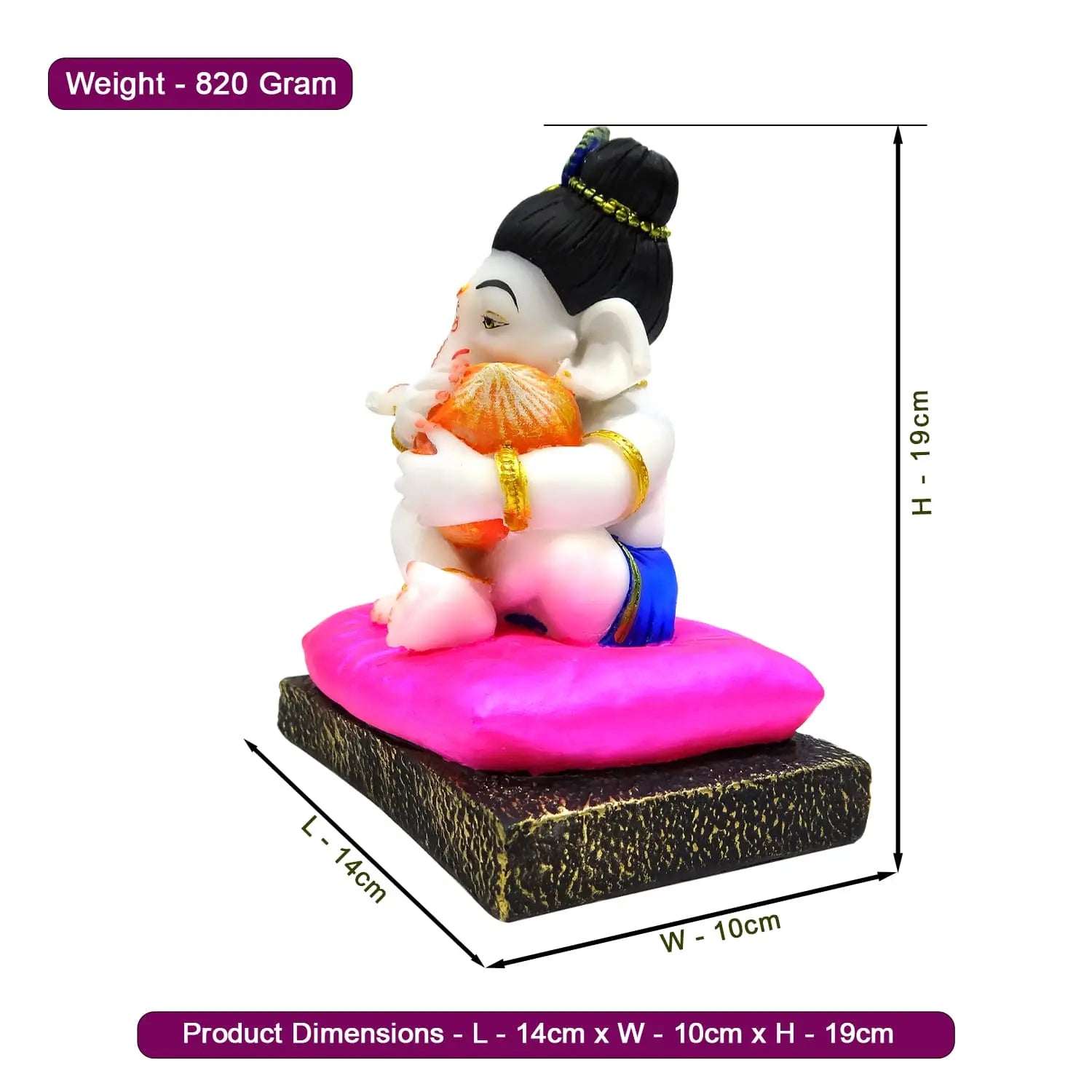 Resin Beautiful Modak Baal Ganesha Sculpture Upharkaro