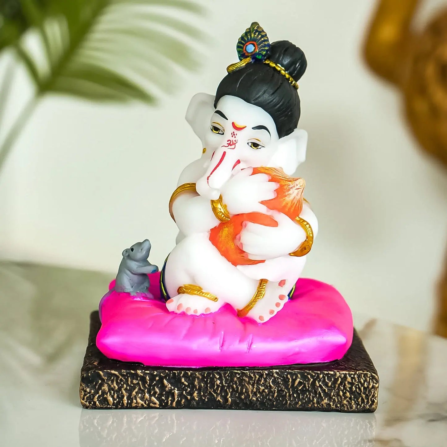 Resin Beautiful Modak Baal Ganesha Sculpture Upharkaro