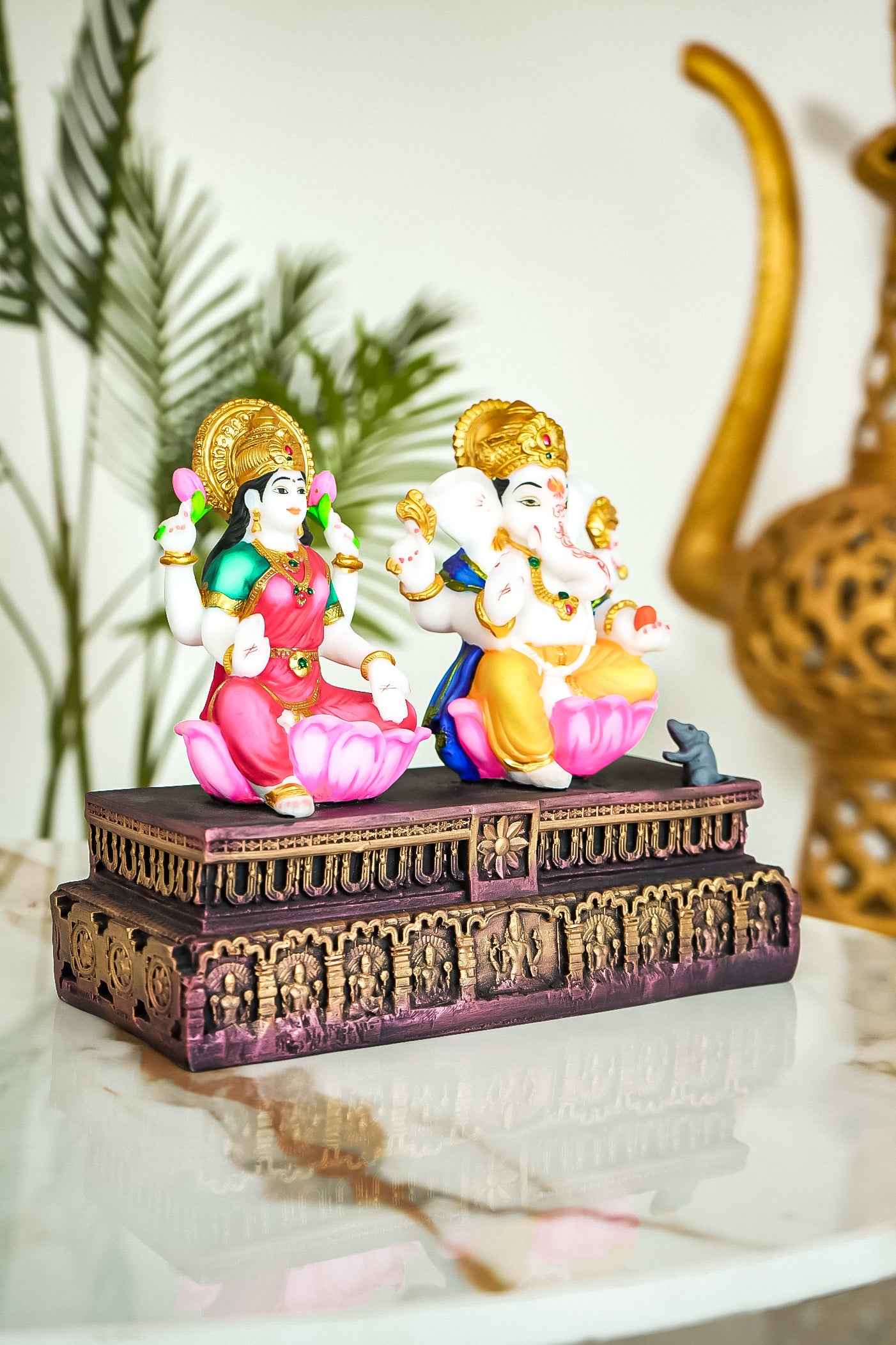 Resin Decor Lakshmi Ganesha Murti Idol-Upharkaro