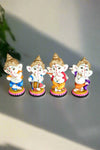 Resin Lord Ganesha Musical Set of 4 Statue | Hindu God Ganesha Playing Instruments | Decorative Figurines for Home Temple, Office & Gifting