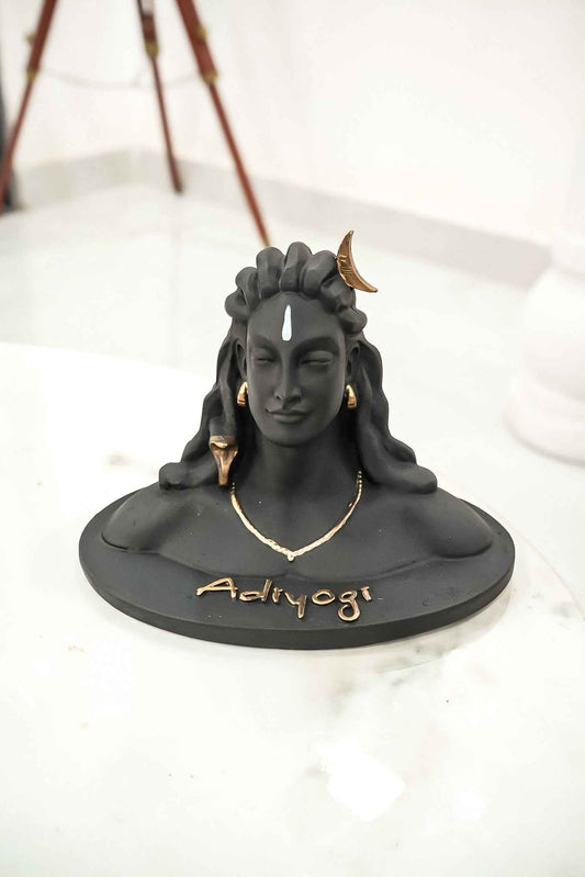 Front view of resin Adiyogi Shiva statue symbolizing meditation