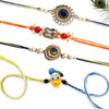 Royal Rakhi Set with Peacock Rakhi, Pearl Rakhi & Kids Rakhi – Combo of 4 for Brothers | Upharkaro