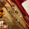 Upharkaro Premium Designer Rakhi Set for Brother | Handmade Lord Ganesha & Multicolor Beaded Raksha Bandhan Rakhi with Red Sacred Thread | Traditional Adjustable Rakhi | Pack of 2