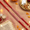 Upharkaro Premium Silver Beads Rakhi Set for Brother | Handmade Traditional Raksha Bandhan Rakhi with Red Sacred Thread | Elegant Adjustable Rakhi | Pack of 2