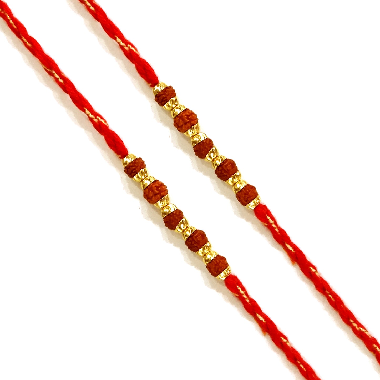 Upharkaro Premium Rudraksha Rakhi Set for Bhai | Traditional Handmade Raksha Bandhan Rakhi with Golden Beads | Spiritual & Adjustable Sacred Thread | Pack of 2