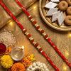 Upharkaro Premium Rudraksha Rakhi Set for Bhai | Traditional Handmade Raksha Bandhan Rakhi with Golden Beads | Spiritual & Adjustable Sacred Thread | Pack of 2