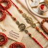 Upharkaro Premium Lord Ganesha & Elephant Designer Rakhi Set for Brother | Handmade Raksha Bandhan Rakhi with Rudraksha, Wooden Beads & Red Sacred Thread | Traditional Adjustable Rakhi | Pack of 2