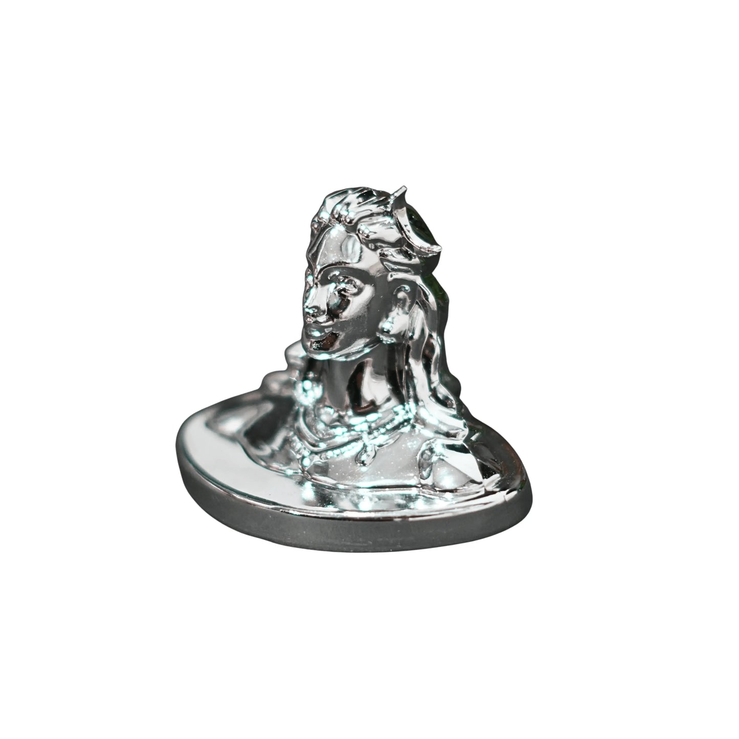 Chrome horse head car mascot on a white background
