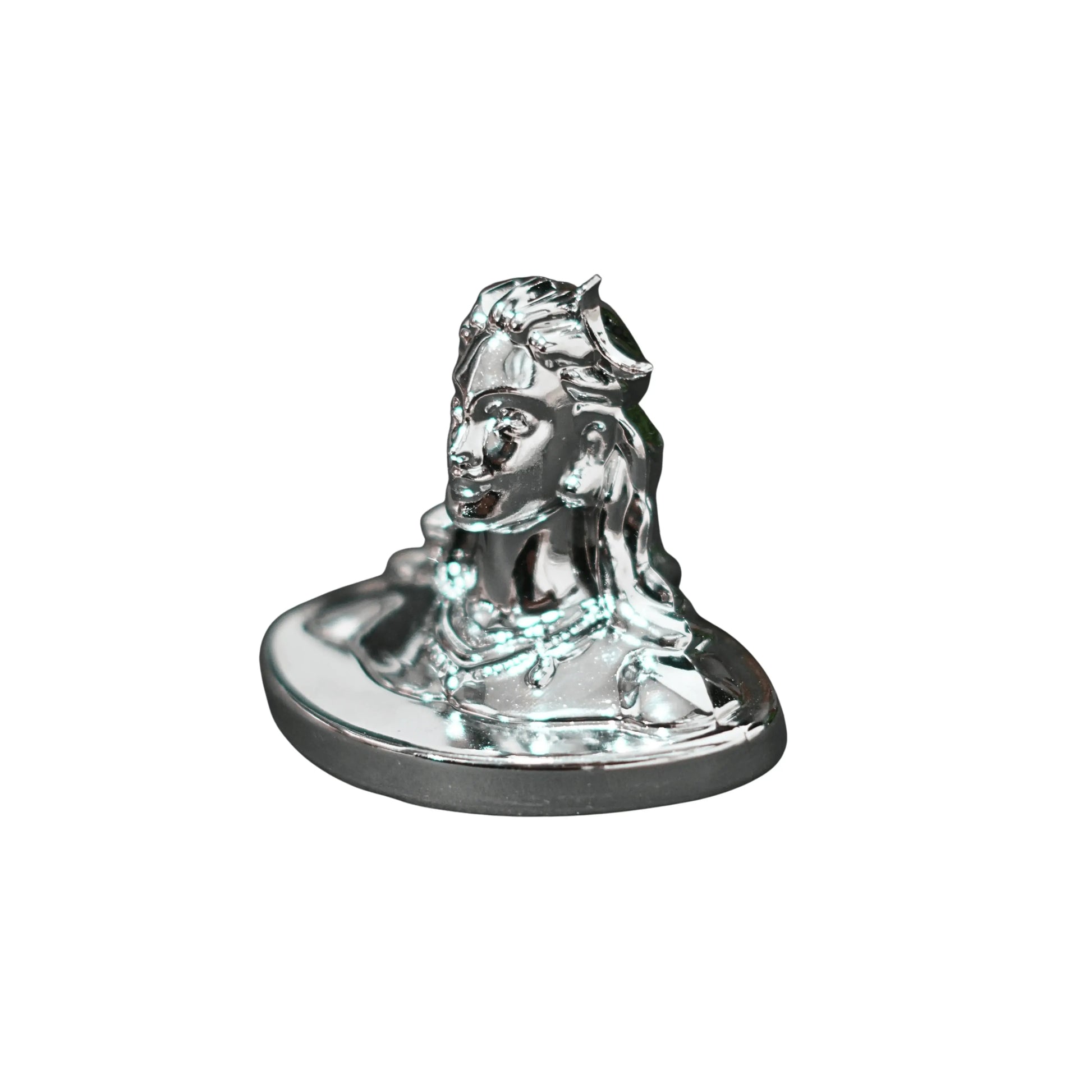 Chrome horse head car mascot on a white background