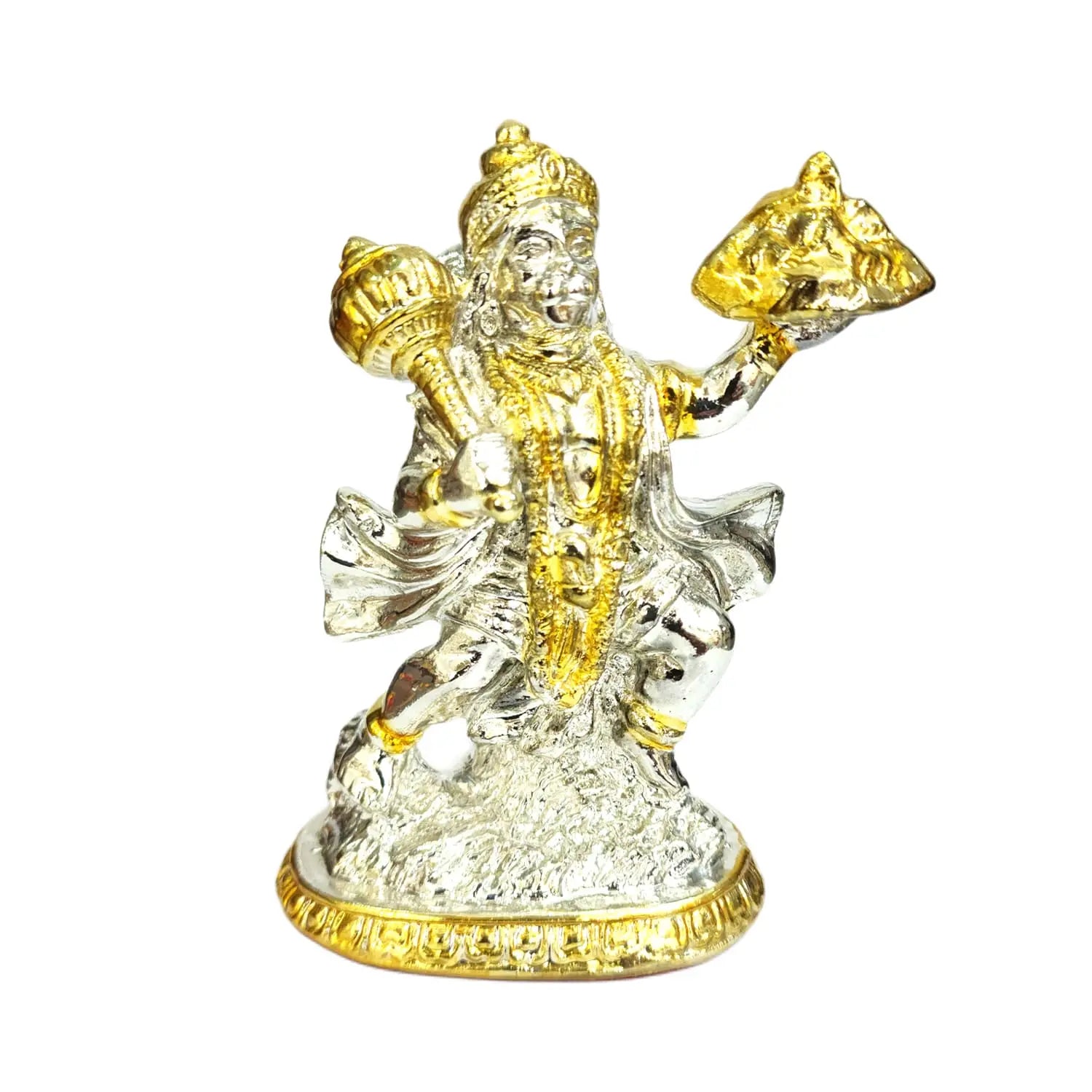 Silver Pahad Hanuman Ji Statue for Car Dashboard & Home Temple – Spiritual Showpiece by Upharkaro-Upharkaro