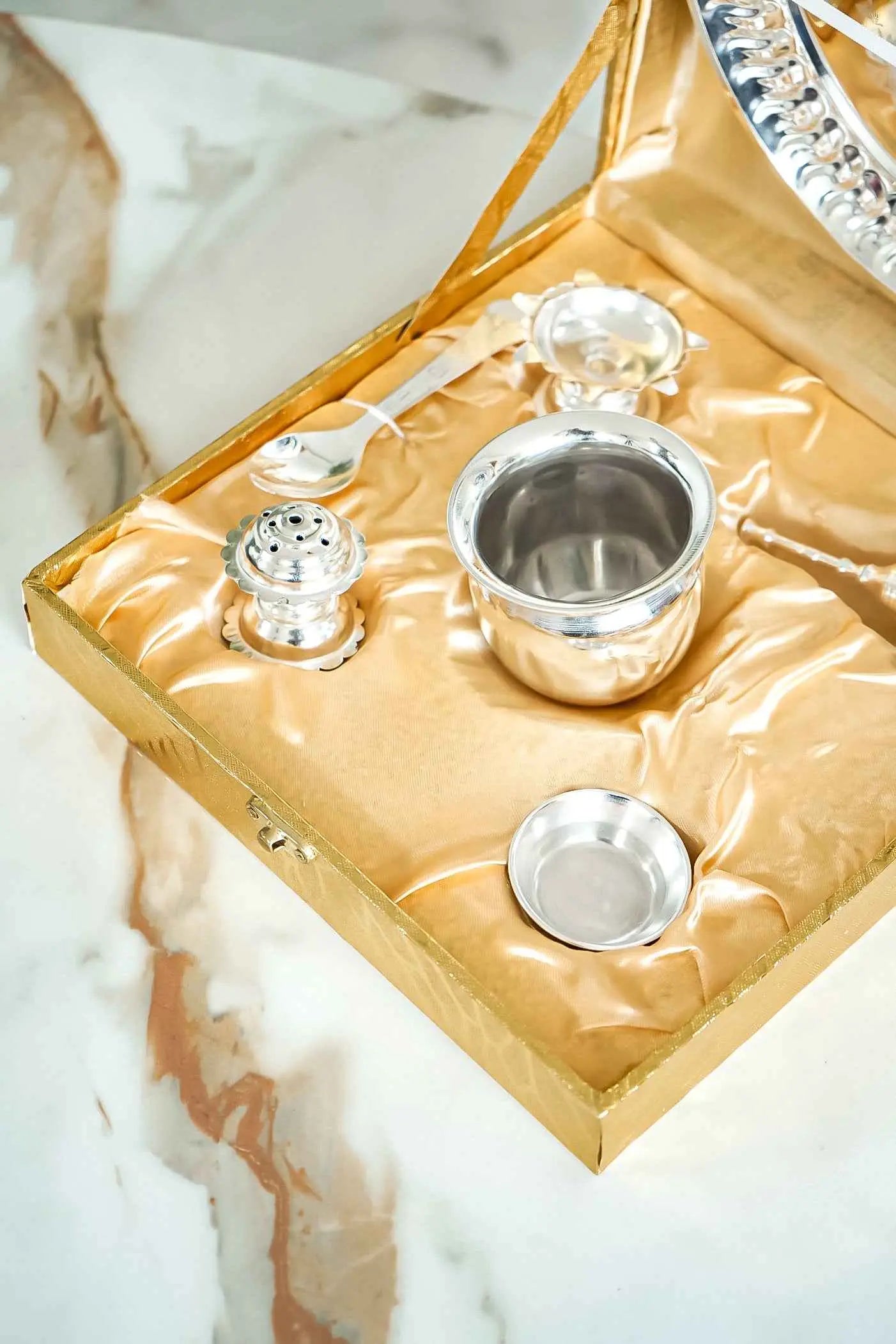 Traditional Silver Thali Set for Diwali, Weddings, and Religious Ceremonies-Upharkaro