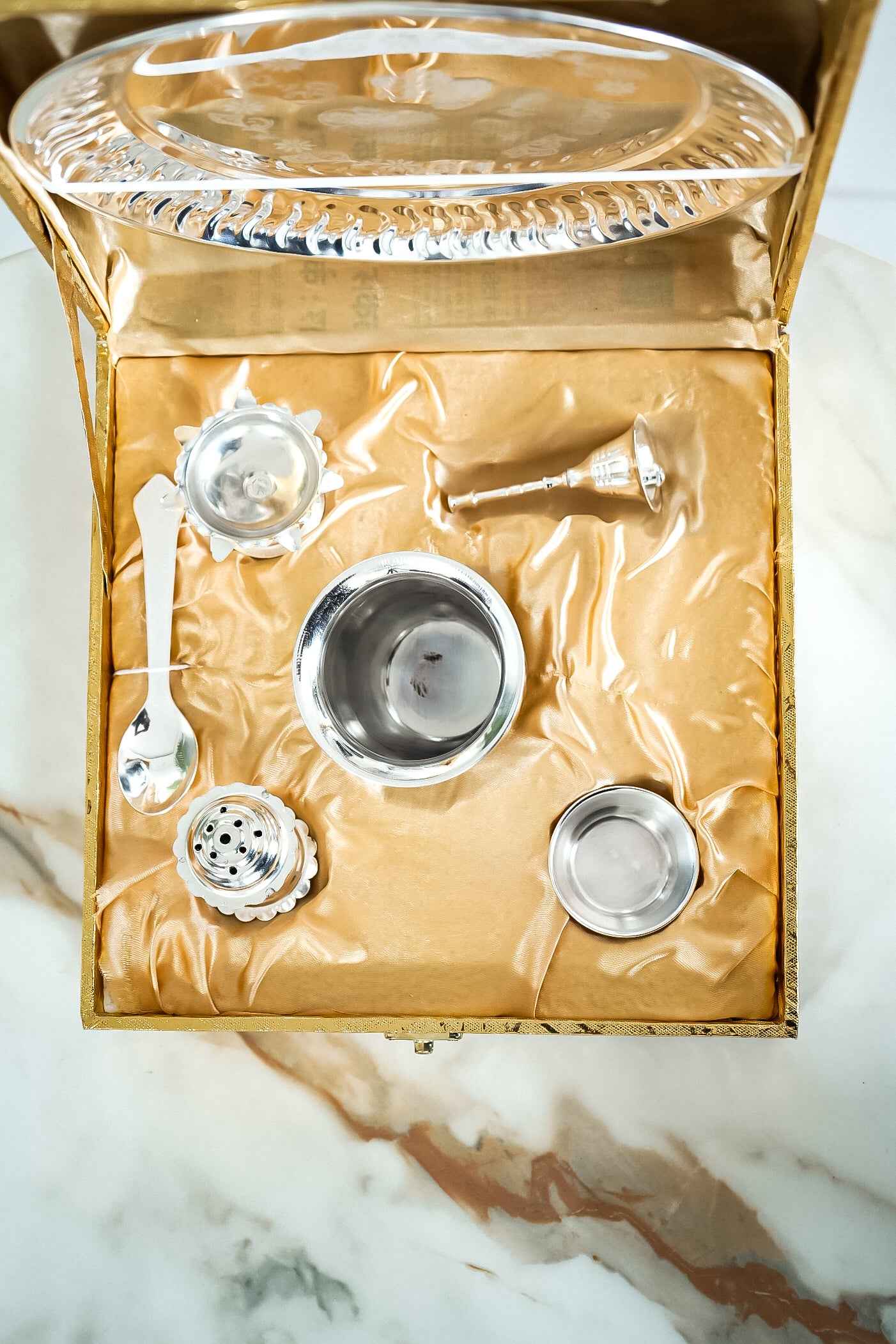 Traditional Silver Thali Set for Diwali, Weddings, and Religious Ceremonies-Upharkaro