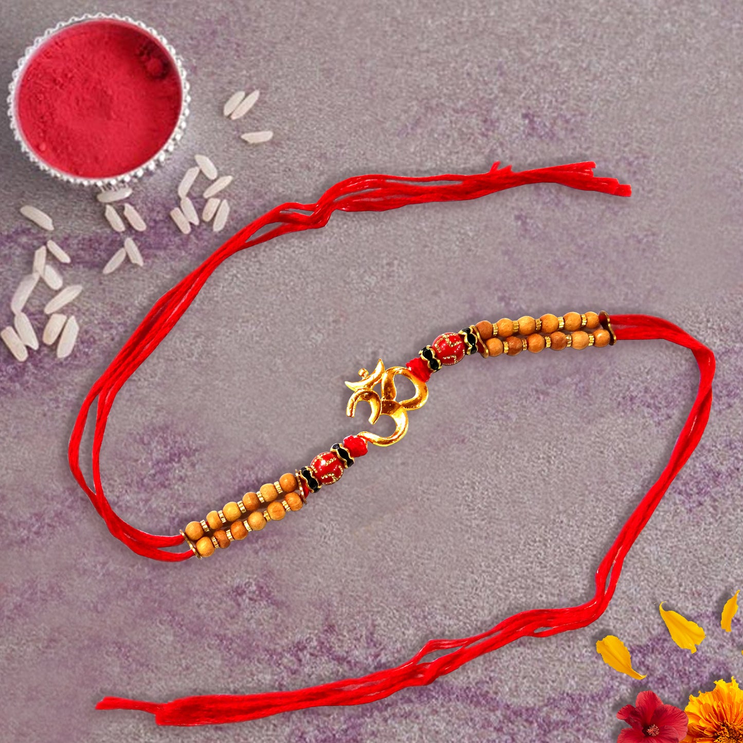 Premium Om Symbol Rakhi with Beads & Red Thread | Auspicious Rakhi for Brother
