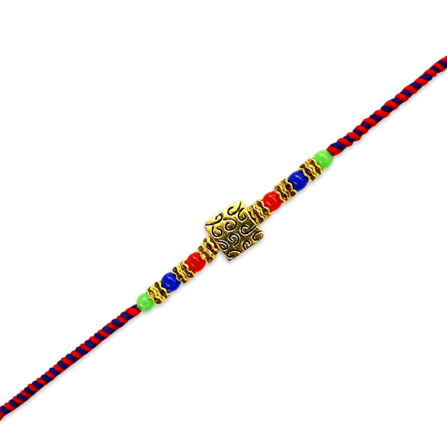 Premium Designer Rakhi with Multicolor Beads & Golden Charm | Stylish Rakhi for Bhaiya