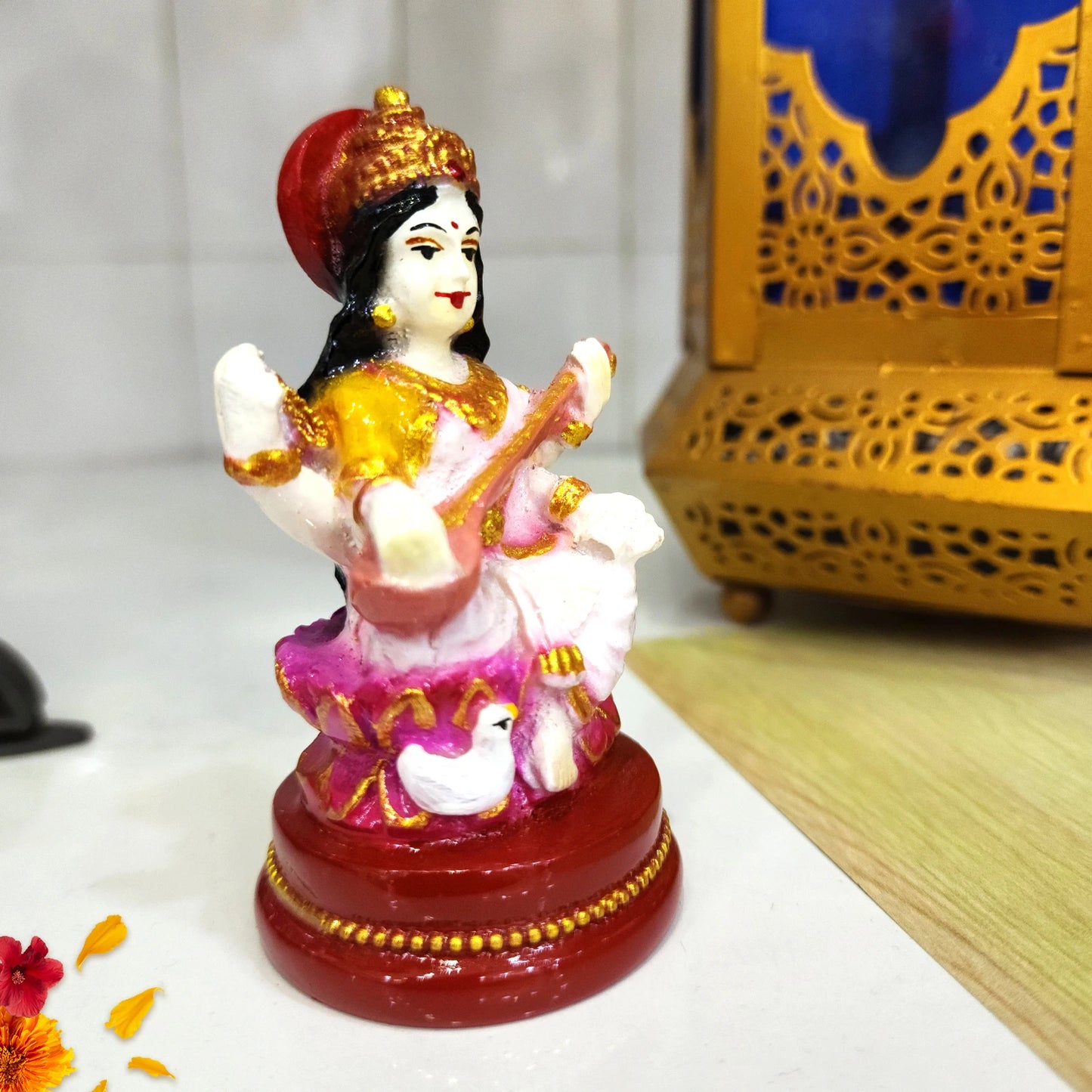 Maa Saraswati Idol – Elegant Murti for Study Table, Home Temple & Vastu Decor by Upharkaro-Upharkaro