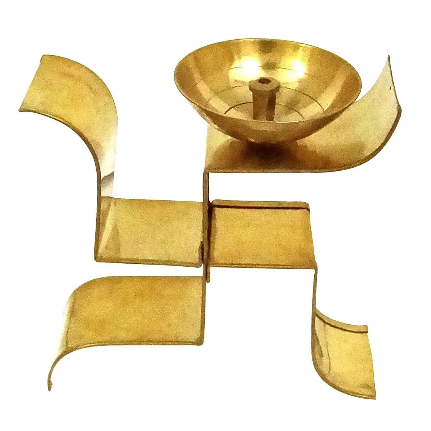 Swastik Golden Brass Puja Diya – Divine Aarti Deepak for Mandir | Premium Finish | Flat 5% OFF – Only at Upharkaro-Upharkaro