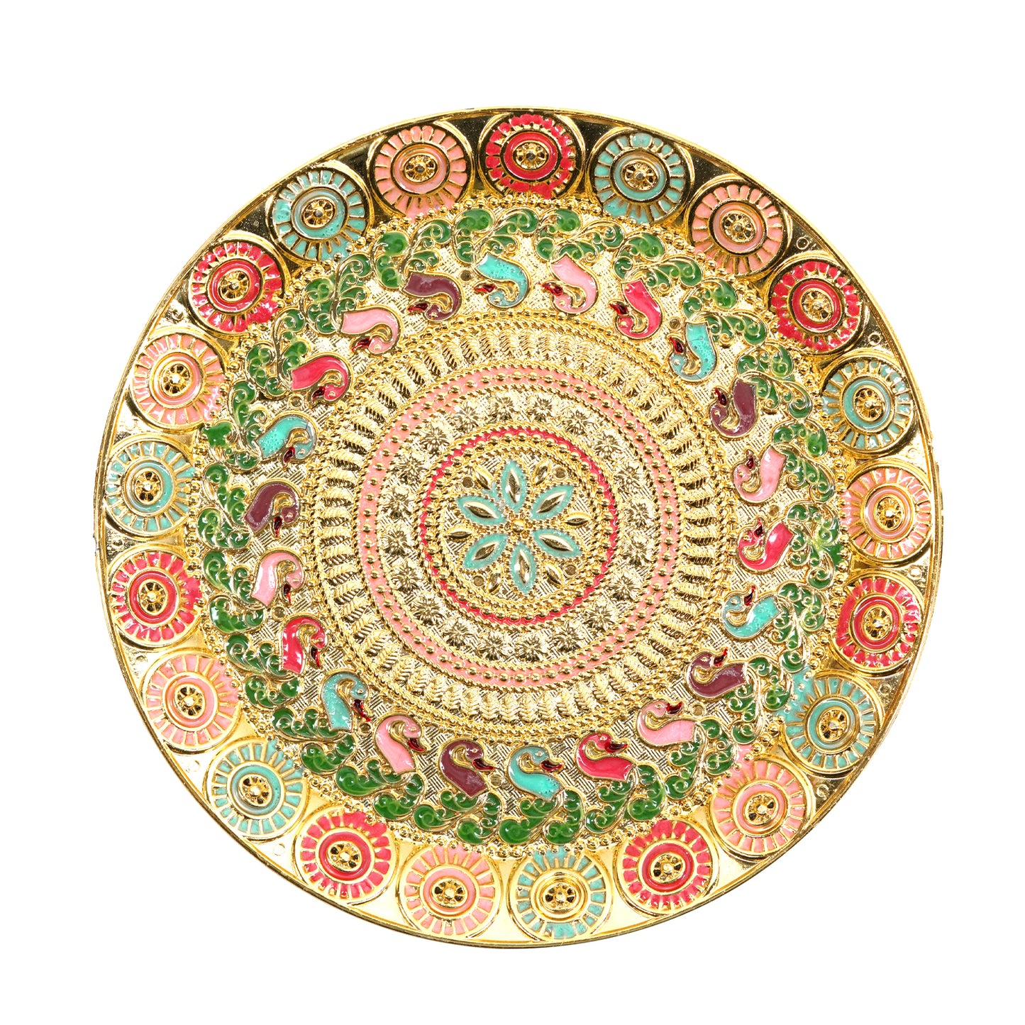 Upharkaro Premium Bhaiya Bhabhi Rakhi Combo Set | Designer Rakhi with Decorative Pooja Thali, Roli Chawal Cow Plate, Greeting Card & Fancy Clay Diya | Raksha Bandhan Gift Hamper