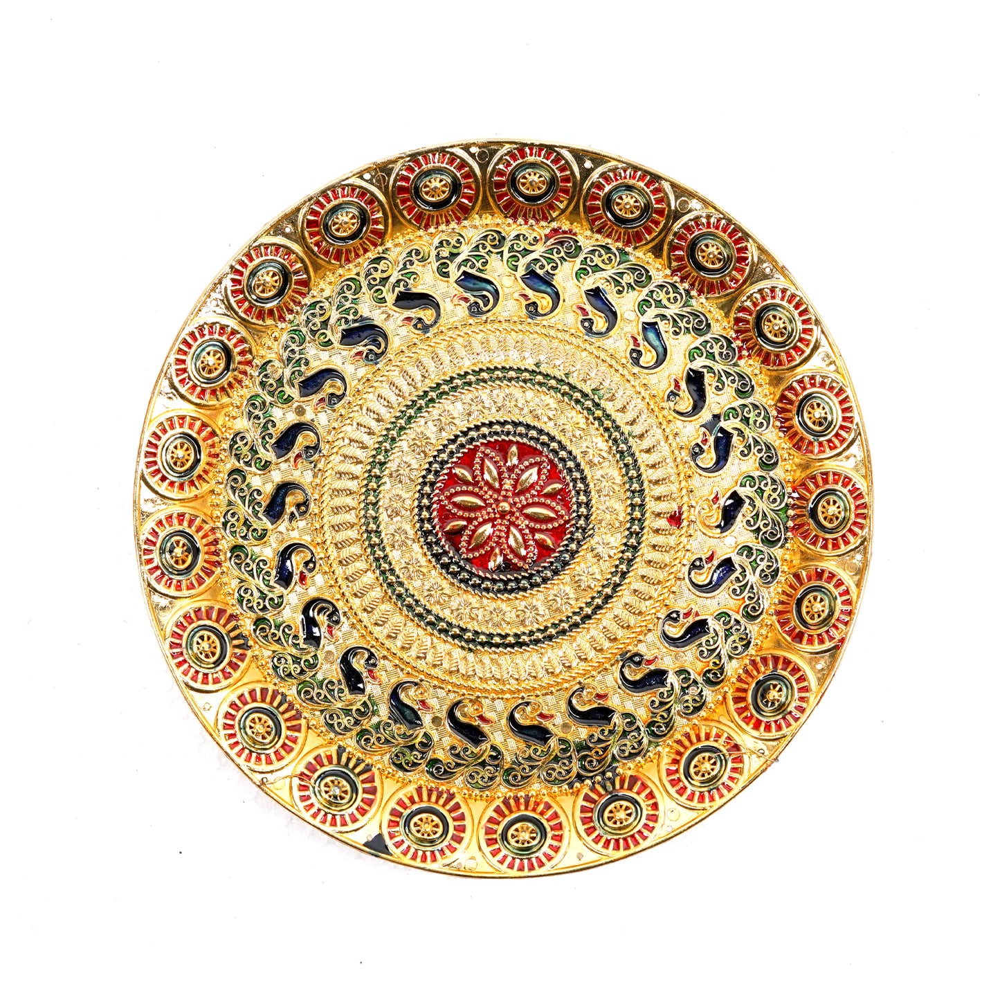 Upharkaro Premium Bhai Rakhi Combo Set | Designer Rakhi with Decorative Pooja Thali, Roli Chawal Cow Plate, Greeting Card & Fancy Clay Diya | Raksha Bandhan Gift Hamper
