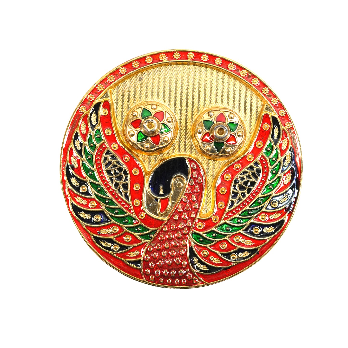 Uphakaro Premium Peacock Pooja Thali Raksha Bandhan Gift Hamper with 2 Semi-Precious Stone Rakhis, Decorative Pooja Thali, Clay Diya & Rakhi Greeting Card | Rakhi Gift Set for Brother