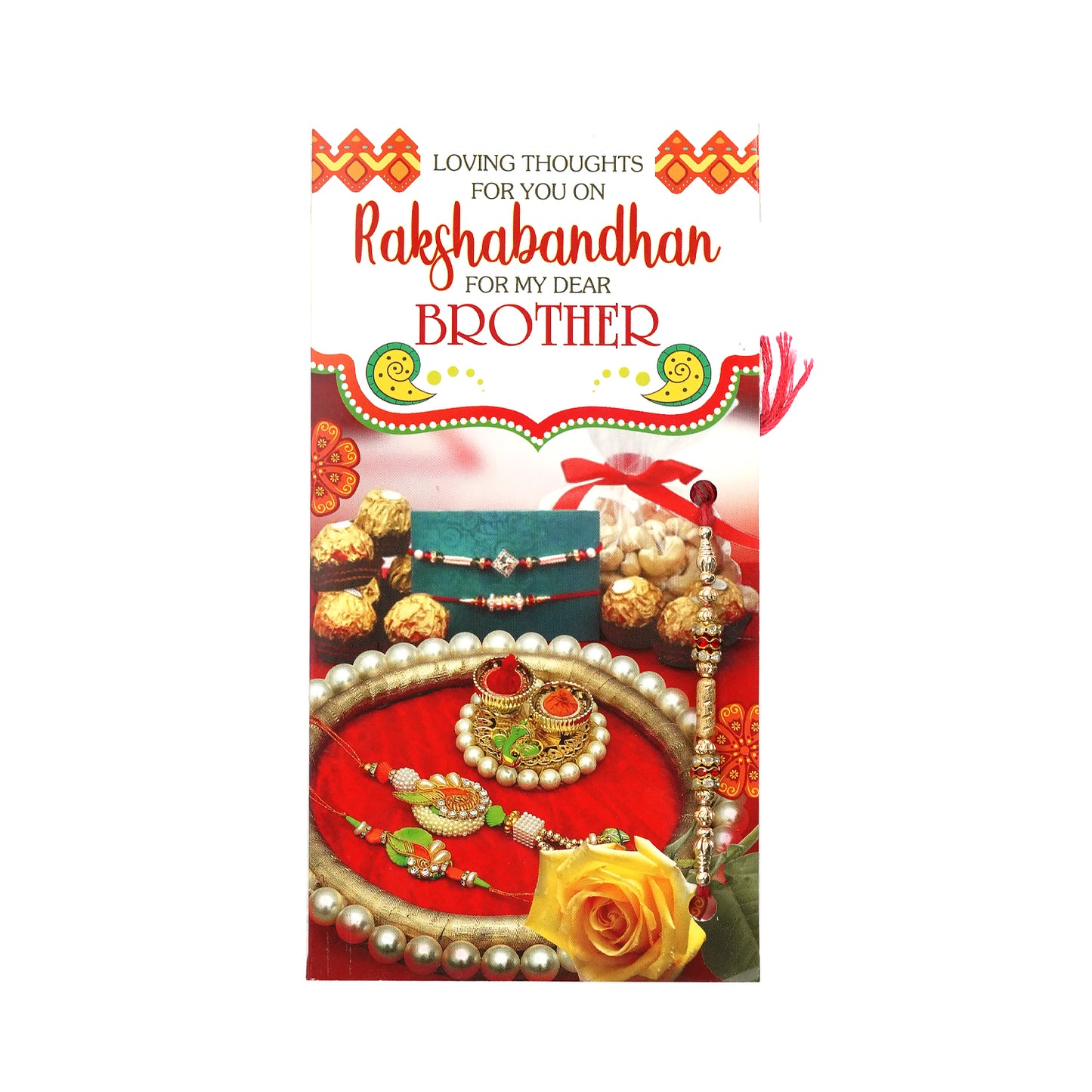 Uphakaro Premium Peacock Pooja Thali Raksha Bandhan Gift Hamper with 2 Semi-Precious Stone Rakhis, Decorative Pooja Thali, Clay Diya & Rakhi Greeting Card | Rakhi Gift Set for Brother