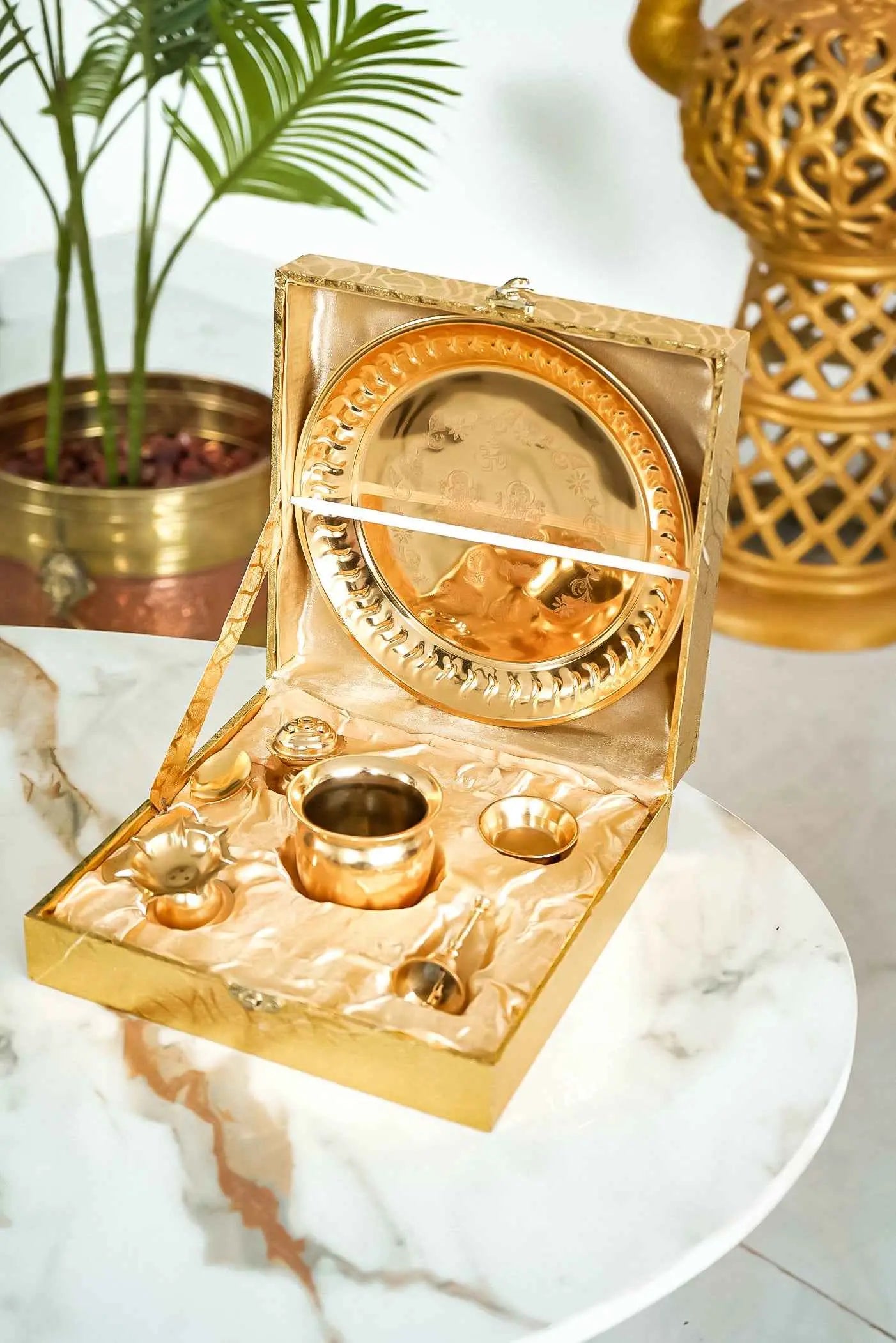 Traditional Religious Thali Set for Diwali, Wedding, and Home Temple-Upharkaro