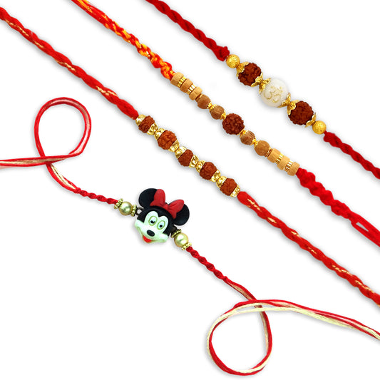 Rakhi Combo Set of 4 – Om Rakhi, Rudraksha & Kids Rakhi for Brothers | 69% Off | Upharkaro-Upharkaro