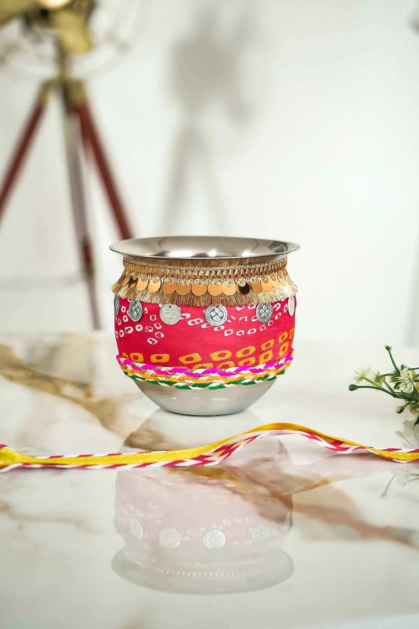 Traditionally Designed Bandhani Pooja Lota-Upharkaro