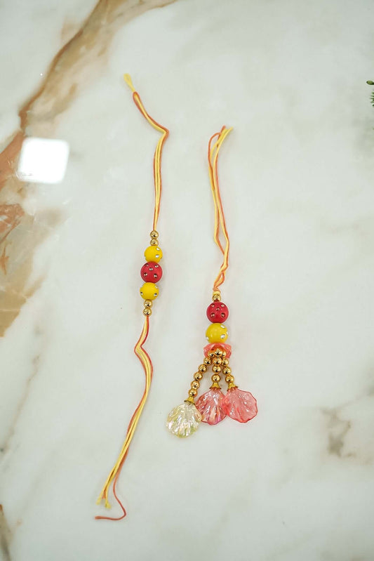 Pearl Pair Rakhi Set for Bhaiya Bhabhi-Upharkaro