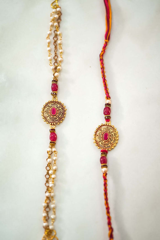 Unique Pair Pearl Rakhi for Bhaiya Bhabhi-Upharkaro