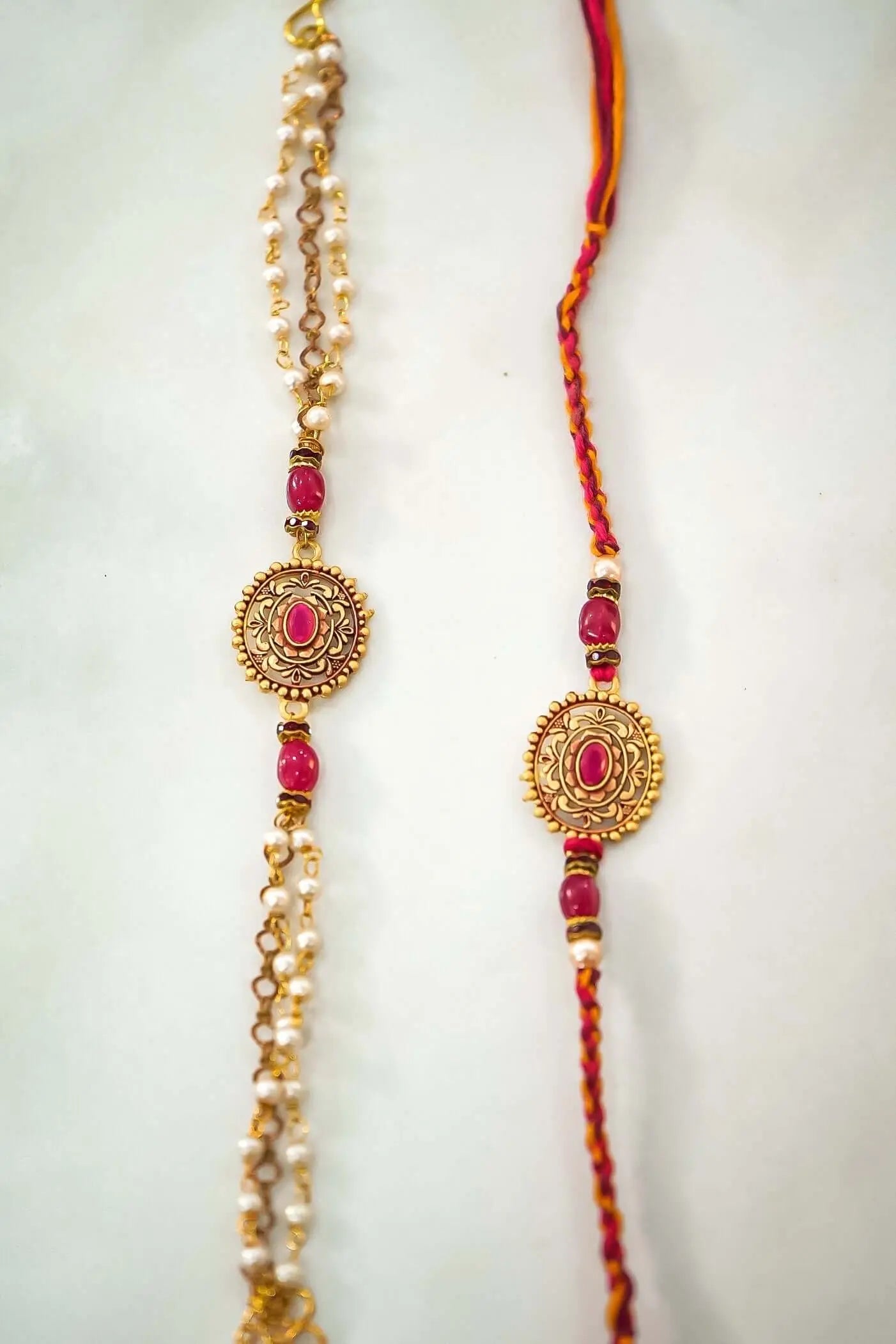 Unique Pair Pearl Rakhi for Bhaiya Bhabhi-Upharkaro