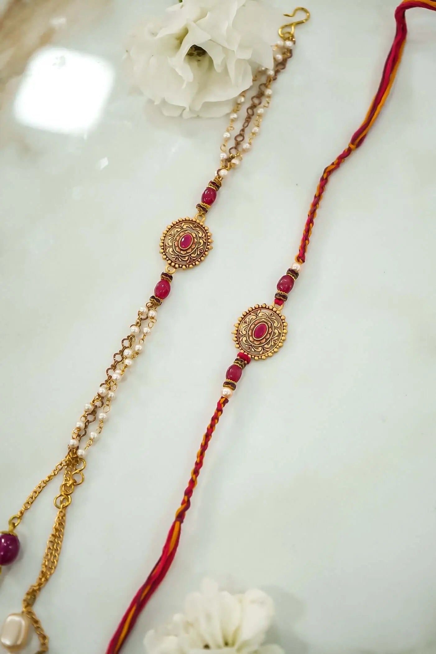 Unique Pair Pearl Rakhi for Bhaiya Bhabhi-Upharkaro