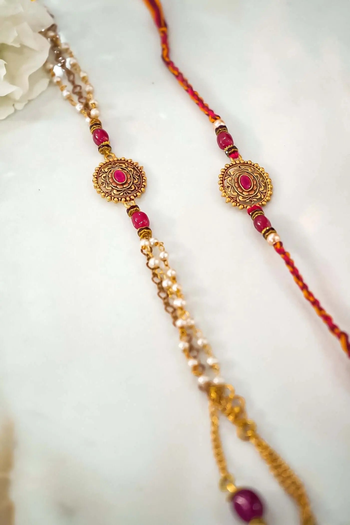 Unique Pair Pearl Rakhi for Bhaiya Bhabhi-Upharkaro