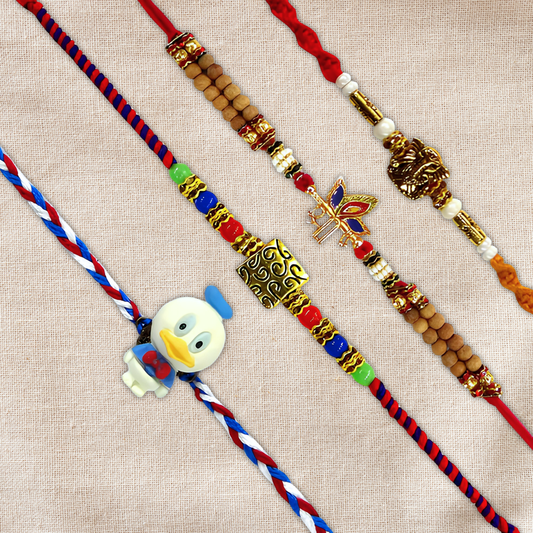 Raksha Bandhan Special | Set of 4 Designer for Brother & Children | Auspicious & Fun Combo