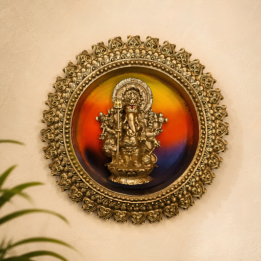 Buy Golden Round Shubha Drishti Ganapathy/Ganesha (7 x 7 Inch) Wall Hanging – Spiritual Ganesha Wall Decor for Home, Office, Mandir & Festive Gifting by Upharkaro