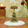 Upharkaro Brass Goddess Lakshmi Idol with Umbrella 6.5 cm Mini Laxmi Mata Murti Sitting on Lotus for Home Temple Office Desk & Car Dashboard