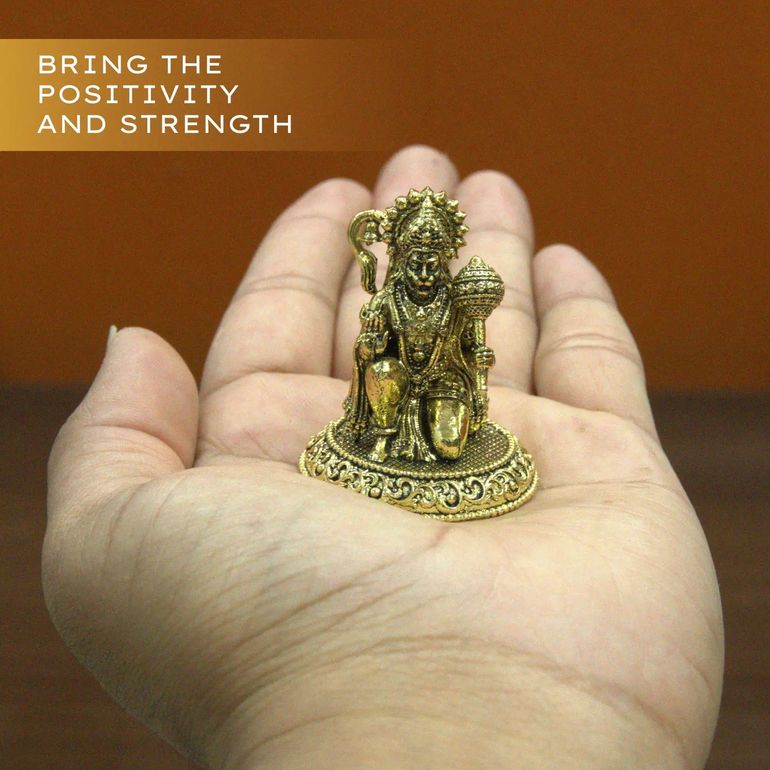 Upharkaro Brass Lord Hanuman Idol 4.5 cm Mini Bajrangbali Statue in Blessing Posture for Home Temple Car Dashboard & Office Desk Upharkaro