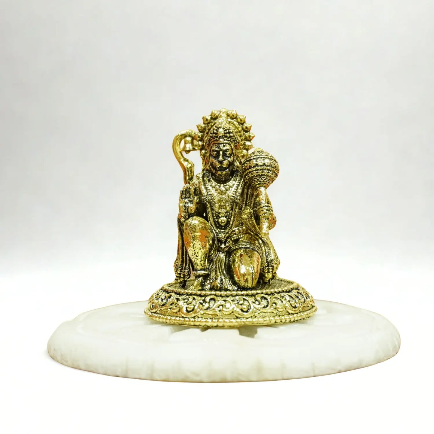 Upharkaro Brass Lord Hanuman Idol 4.5 cm Mini Bajrangbali Statue in Blessing Posture for Home Temple Car Dashboard & Office Desk Upharkaro