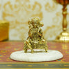 Upharkaro Brass Lord Hanuman Idol 5 cm Mini Bajrangbali Statue Sitting with Gada on Decorative Chowki for Home Temple Car Dashboard & Office Desk