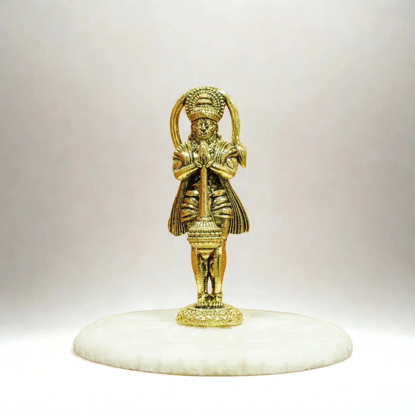 Upharkaro Brass Lord Hanuman Idol 6.5 cm Mini Bajrangbali Murti with Gada for Home Temple Car Dashboard & Office Desk Upharkaro