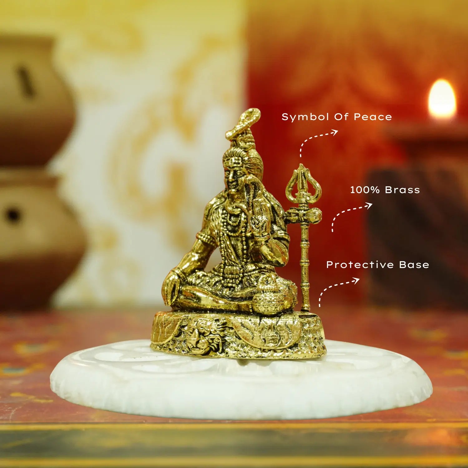 Upharkaro Brass Lord Shiva Idol 4.5 cm | Mini Mahadev Murti with Trishul | Small Pooja Idol for Home Temple, Office Desk & Car Dashboard Upharkaro
