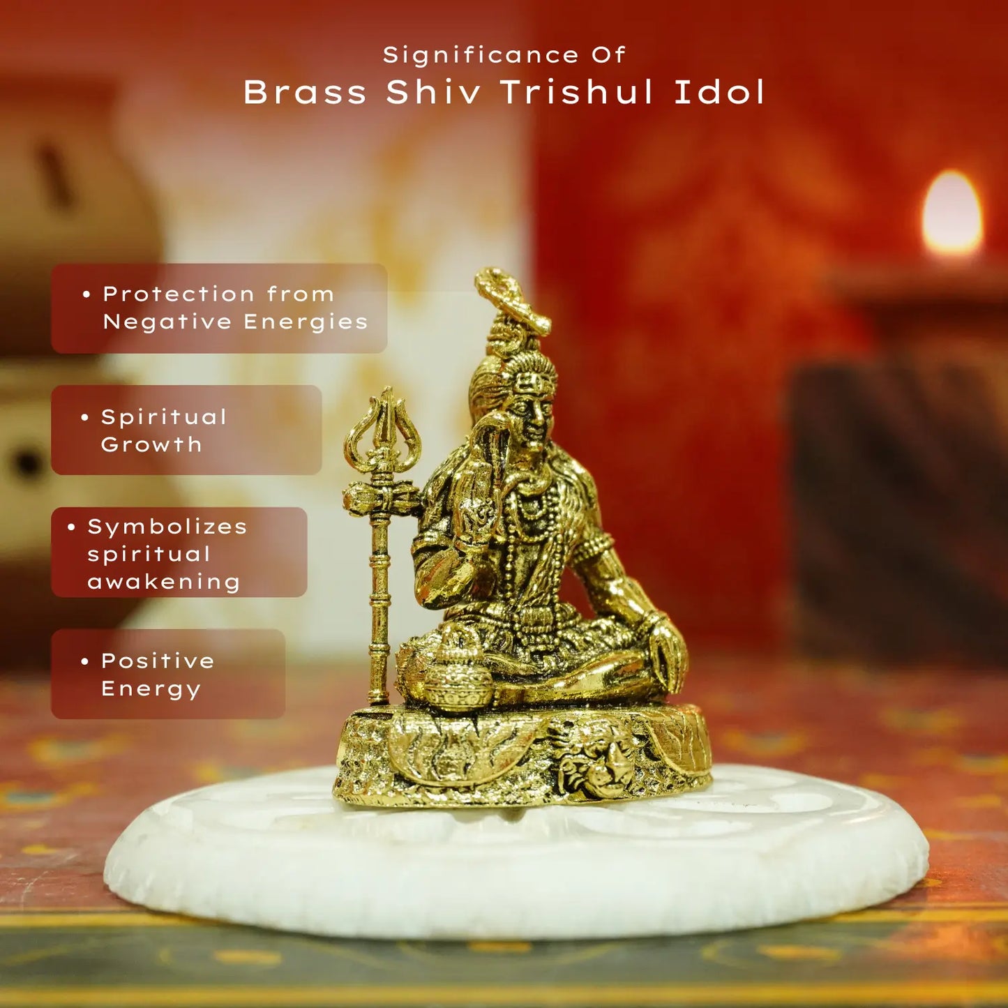 Upharkaro Brass Lord Shiva Idol 4.5 cm | Mini Mahadev Murti with Trishul | Small Pooja Idol for Home Temple, Office Desk & Car Dashboard Upharkaro