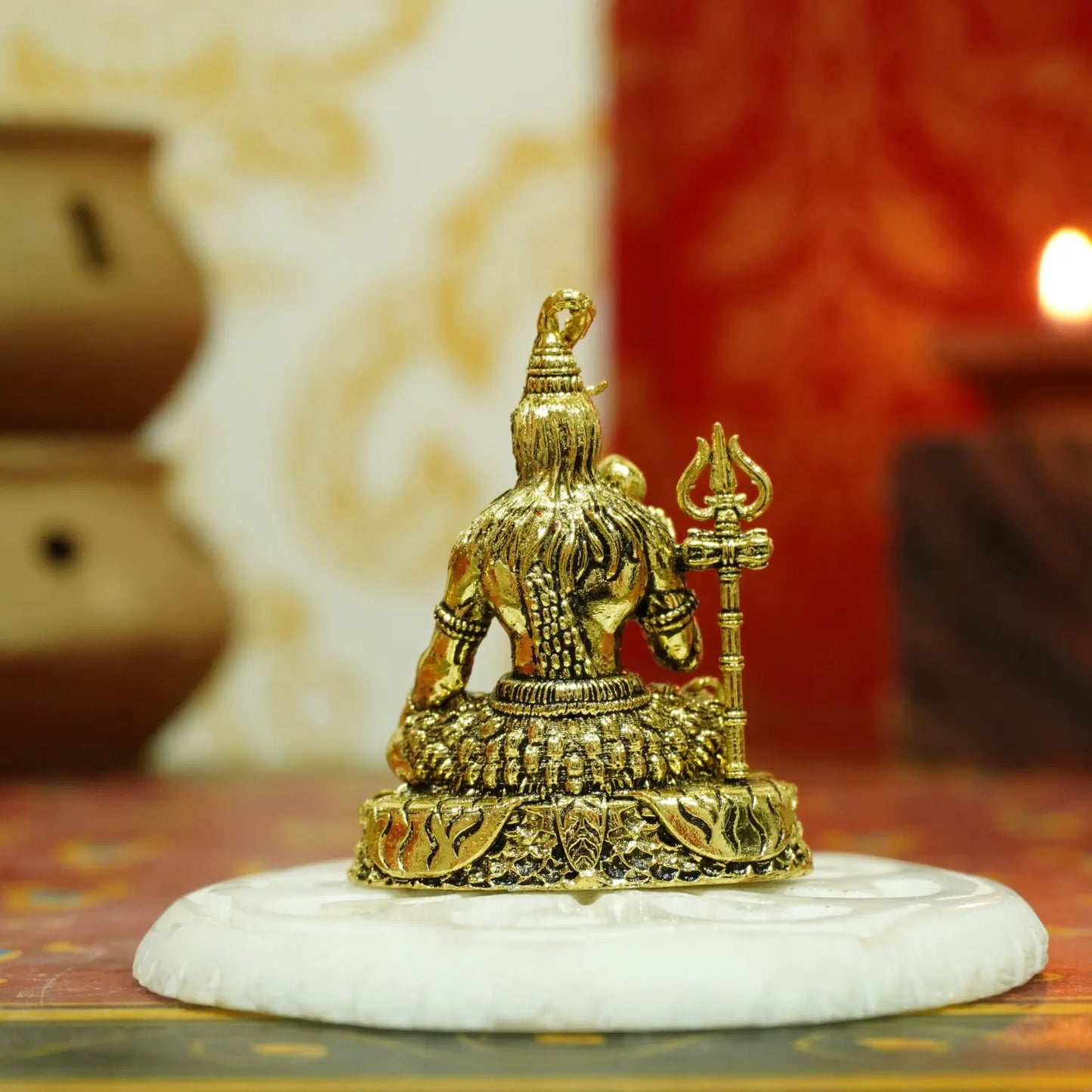 Upharkaro Brass Lord Shiva Idol 4.5 cm | Mini Mahadev Murti with Trishul | Small Pooja Idol for Home Temple, Office Desk & Car Dashboard Upharkaro