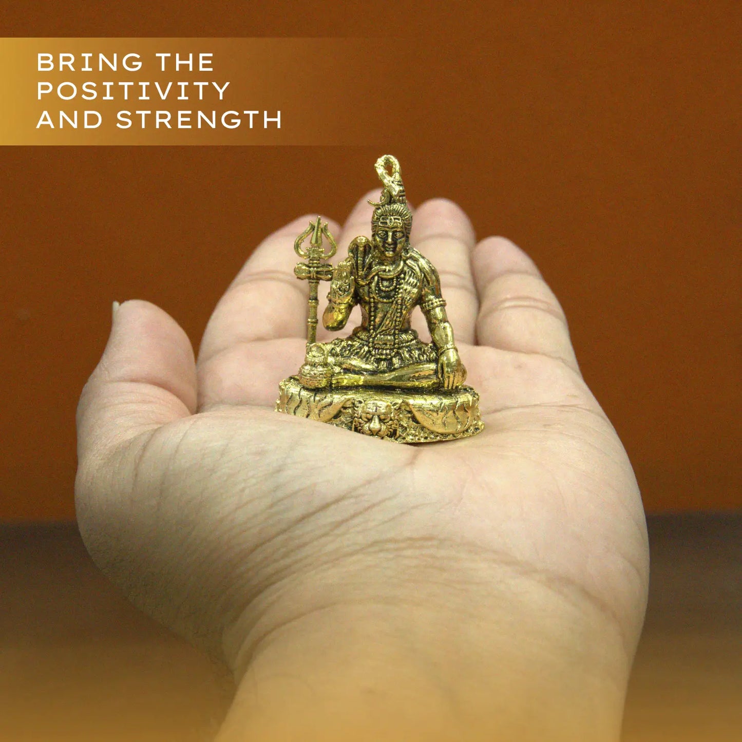 Upharkaro Brass Lord Shiva Idol 4.5 cm | Mini Mahadev Murti with Trishul | Small Pooja Idol for Home Temple, Office Desk & Car Dashboard Upharkaro