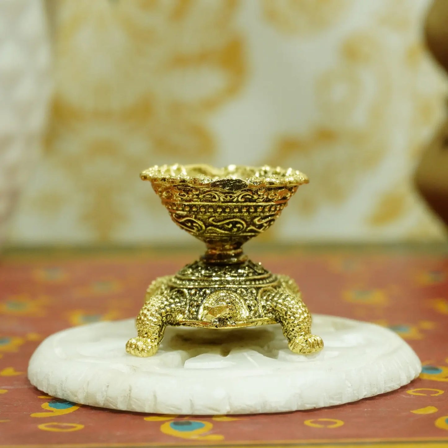 Upharkaro Brass Tortoise Idol 5 cm Mini Kachua Vastu Feng Shui Statue for Wealth Prosperity Home Temple Office Desk Decor Upharkaro